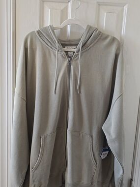 ARIZONA JEAN CO BRAND YOUNG MEN'S FRONT ZIPPERED GREEN COTTON HOODIE SIZE XXL